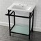Kingston Brass VPB24187W80 24-Inch Ceramic Console Sink (8-Inch, 3-Hole), White/Matte Black VPB24187W80 - alternate 2